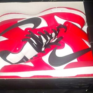 Red on white Black Swoosh SPECIAL design AMBUSH NIKE shoes size 8 Men 9.5 women